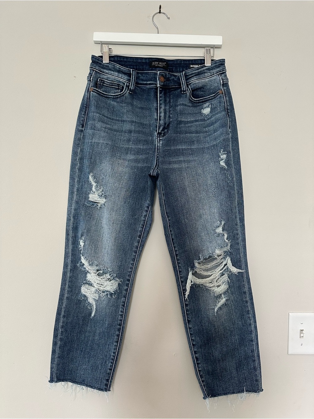 Judy Blue Boyfriend Fit Distressed High-Rise Women’s Jeans
